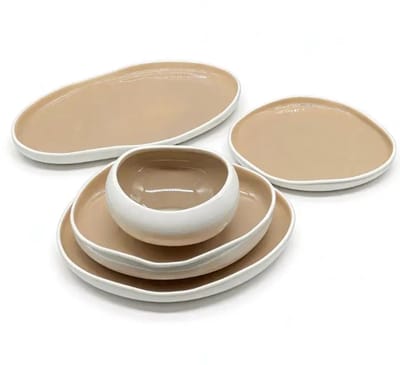 Mulex Liva serviesset – 27-delig porselein – beige/wit – Ø 13,5-30,5 cm – 6 pers