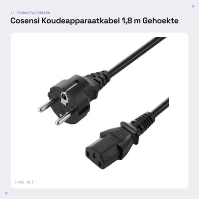 Dailygoods - Koudeapparaatkabel 1,8 m - Gehoekte PC Voedingskabel - Zwart - Stroomkabel - Geschikt voor Computer en Monitor - Kwaliteit en Betrouwbaar...