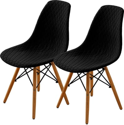 2/4/6, moderne eetkamerstoelen van schelpschalen, set met rietjes, modern tot het midden van de eeuw (zwart, 2 stuks)