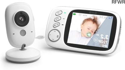 RFWR® Babyfoon met camera, 3,2 inch LCD-babymonitor, nachtzicht, VOX-modus, slaapliedjes en intercomfunctie
