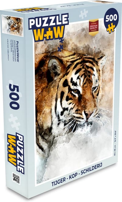 Puzzel Tijger - Kop - Schilderij - Legpuzzel - Puzzel 500 stukjes