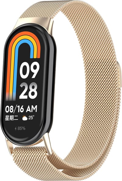 By Qubix - Milanese band - Vintage goud - Geschikt voor Xiaomi Smart Band 8 / 9 / 10