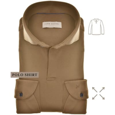 John Miller Polo Slim Hyperstretch Long Sleeve Midden Bruin / male