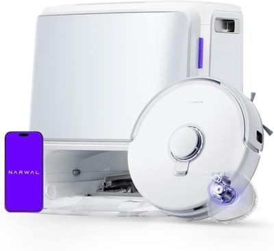 NARWAL Freo Z10 Robot Vacuum Cleaner and Mop with Anti-Burdock System, 15,000Pa, 75°C Cleaning, Drying, Automatic Lift, Self Emptying, Obstacle Avoidance, for Pet Hair