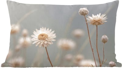 Sierkussens - Kussentjes Woonkamer - 60x40 cm - Strobloemen - Wit - Daglicht