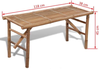Tuinbank Bamboe - Inklapbaar Terrasstoel - Buiten Ontspannen - Ruimtebesparend Opvouwbaar - 118 cm Lengte - Bruin