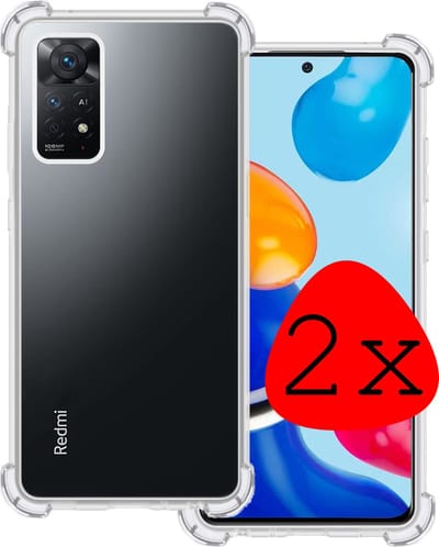 Hoesje 2 Stuks - Geschikt voor Xiaomi Redmi Note 11s - Sterk & Shockproof - Siliconen Case - Back Cover - Telefoon Hoes Shock Proof - Transparant