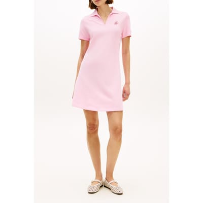 Tommy Hilfiger Th Script Open-neck Polo Dress Classic Pink Taglia: L | Abiti in T-Shirt Outlet | Donna | Rosa