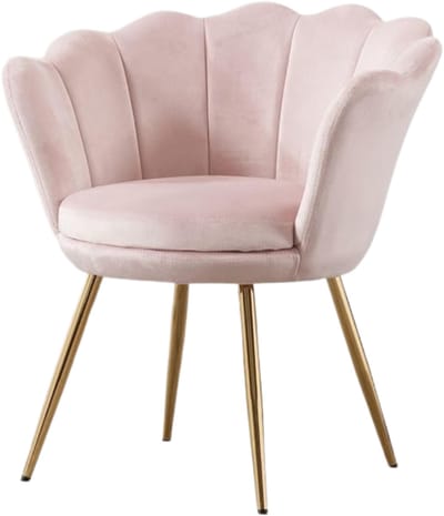 Verte Makeup Chair - Make-Uptafelstoel - Stoel met Fluwelen Zitting - Loungestoel met Gouden Poten - Stoel met Armleuningen voor de Woonkamer - Lichtroze