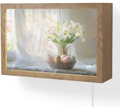 Wandlamp 30x20 cm - Oplaadbaar - Vaas - Eieren - Bloemen - Wandlampen binnen woonkamer - Slaapkamer lamp met kabel - Decoratieve nachtlamp - Vloerlamp snoer