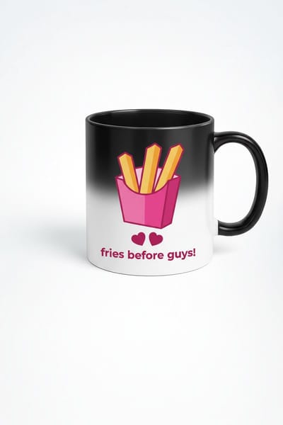 Magische Mok 'Fries Before Guys!' | Kleurveranderend Frietjes Cadeau