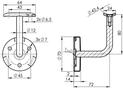 Handrailhouder Set - Trapleuning Bevestiging - Traprenovatie - Cliprosette Systeem - 42.4 mm Diameter - RVS
