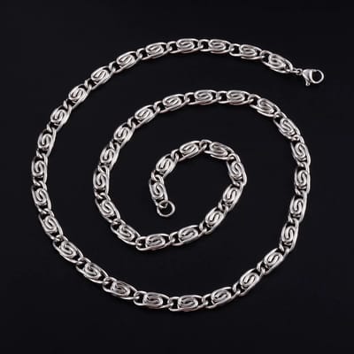 Aramat Jewels | Halskettingen | RVS Griekse Ketting Zilverkleur - Greek Pattern Unisex | 2.8mm / 65cm |65cm | | Staal | Volwassenen | Verkleurd niet