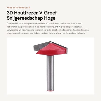 Dailygoods- Frezen V-Groef Snijtool - Houtbewerking - Tungsten Staal - Precisie Snijblad - Diverse Snijhoeken - Professioneel Gereedschap