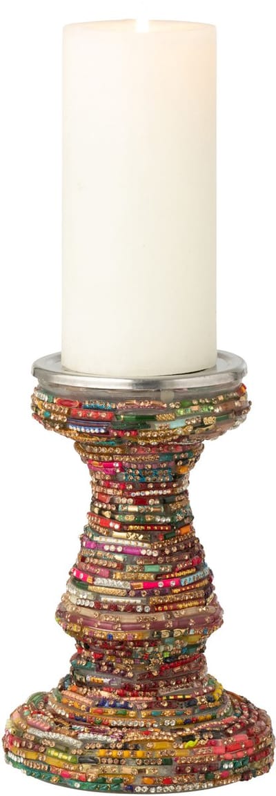 J-Line kandelaar Kralen - glas - roze/goud