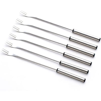 9,37 po Fourchettes à Fondue en Acier Inoxydable Légères Résistantes à la Chaleur Bâtonnets à Fondue au Fromage Fourchettes à Fruits Dessert Barbecue Faciles À