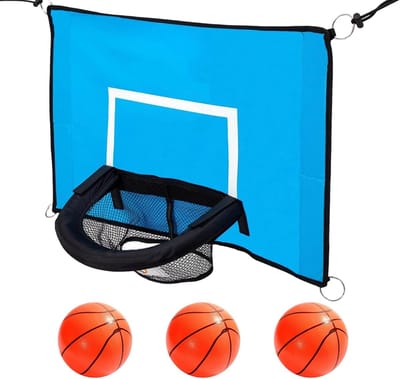 Trampoline Basketbal Hoepel - Kinderen Basketbal Set - Actief Spelen - Verstelbare Hoogte - 45x35cm - Blauw