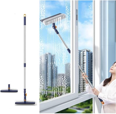 Raamreiniger Gereedschap - Glazenwasser Set - Ramen Schoonmaken - Draaibare Kop Verstelbaar - Tot 150 cm - Wit