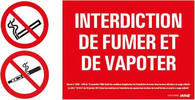 Pickup bord panneau 30x15 cm - Interdiction de fumer et de vapoter