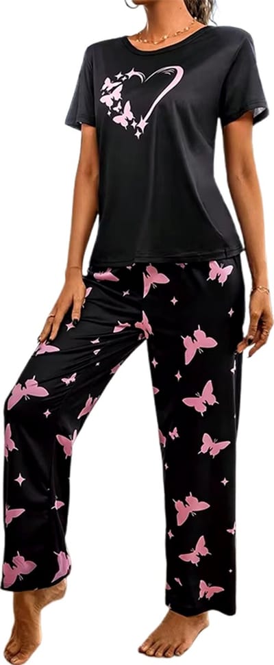 Boncy® Pyjama Set Dames Zacht Hart - Pyama Nachtkleding Volwassenen - Pyjamabroek Meisje - Maat L