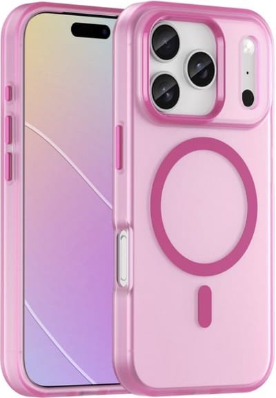 YPCd MagSafe Backcover Geschikt voor Apple iPhone 17 Pro – Shockproof TPU Hoesje – Sterke MagSafe Magneet – Camera Bescherming – Roze