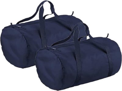 3x stuks navy blauwe ronde polyester sporttas/weekendtas 32 liter - Reistas 50 x 30 x 26 cm