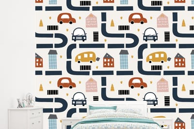 Behang - Fotobehang Design - Jongens - Auto - Kinderen - Breedte 245 cm x hoogte 220 cm