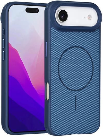 Carbon Fiber Backcover Geschikt voor: iPhone Air – AntiShock Schokbestendig – Krasbestendig – Slank & Stijlvol Ontwerp – Premium Bescherming - Blauw