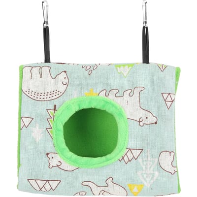 Warm Vogelnest Huis Pluche Fluffy Hangende Hangmat Slaapbed voor Hamster Papegaai VogelsM Beer M(315 X 180mm / 12.4 X 7.09in) green