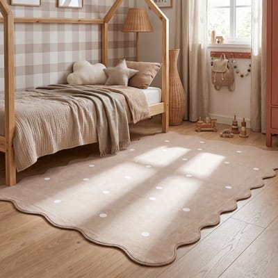Little Olly Wasbaar vloerkleed - Cloudy Stippen Beige - 120x170cm