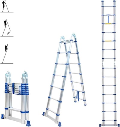 Multifunctionele Telescopische Ladder 4,4m Scharnierend Inklapbaar Lichtgewicht Aluminium