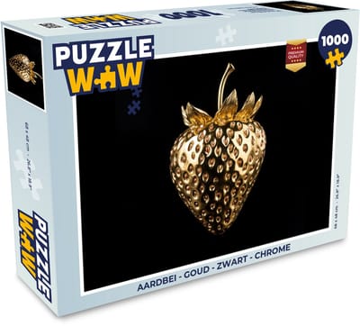 Puzzel Aardbei - Goud - Zwart - Chrome - Legpuzzel - Puzzel 1000 stukjes volwassenen