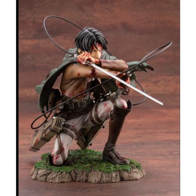 Kotobukiya Attack On Titan Levi Ackerman Anime Figuur Gevechtsschade Bloedig Gevecht Knielende Houding Verzamelaar Beeldje Anime Figuur brown