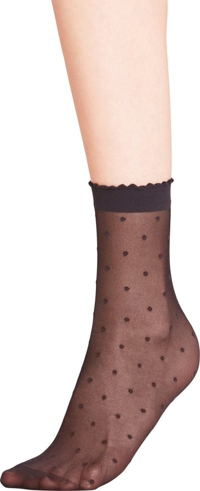 FALKE Dot gedessineerd materiaal ultra transparant 15 DEN sokken dames zwart - maat 35-38