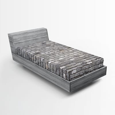ABAKUHAUS Grijs Hoeslaken, Patroon van Verouderde, Ruwe Bakstenen Muur, Zachte Decoratieve stof met Elastische Band, 90 x 200 cm, Grijs