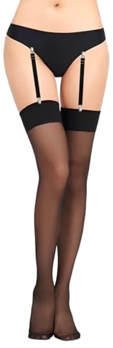 Antislip jarretelhouders - sexy kousenhouder van kant, 4 stuks, zwart, L