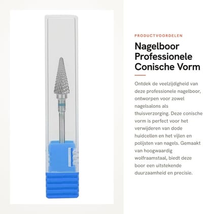 Dailygoods- Nagelboor Professionele Conische Vorm - Wolfraamstaal - Manicure/Pedicure - Gelverwijdering - Dode Huidcellen Verwijderen - Duurzaam en Roestvrij - Nagelvijl