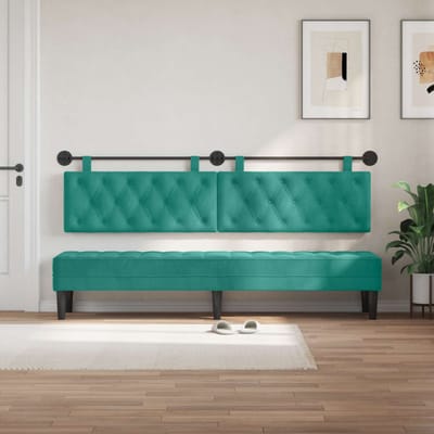 vidaXL - Hangend - hoofdbord - Turquoise - Fluweel