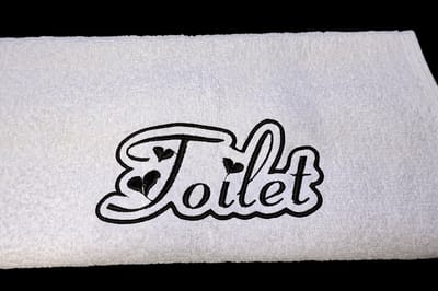 Gastendoekje, Toilet handdoek, Geborduurde handdoek, Geborduurde gasten doek, Toilet, WC handdoekje, Handdoek met tekst, XLX®