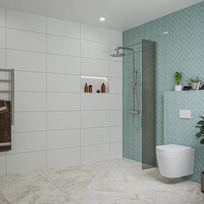 FugaFlow Eccelente Vetro inloopdouche badkamer - 30x200cm - rookglas - wandarm - chroom