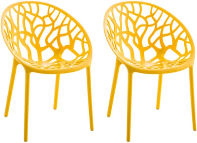 CLP Hope 2er Set stapelbare Tuinstoelen - Weerbestendig & UV-bestendig - Kunststof Stoelen met Armleuningen - Modern Design - geel