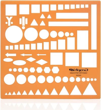 Normograaf Sjabloon - Geometrisch Tekenen - Kaarten Maken - 87 Vormen - 15.5 cm - Transparant