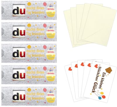 Dailygoods - Creatieve vilten chocoladehoes - een geschenk vol aanmoediging, zorg en liefde, geschikt voor verjaardagen, pensioneringen, uitnodigingen en andere gelegenheden. (verjaardag)