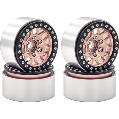 Jante de roue en alliage d'aluminium, moyeu de jantes à billes, 4 pièces de remplacement de 1.9 pouces pour 1/10 TRX4 Axial SCX10 bronze