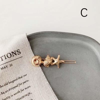 Vakantie Meisjes Nieuwe Schelp Conch Vrouwen Zeester Strass Spelden Haarspelden Parel Clip Haarclips gray