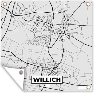 Tuin poster Plattegrond - Duitsland - Willich - Kaart - Stadskaart - 200x200 cm - Tuindoek