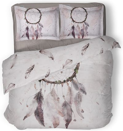 LINNICK Dekbedovertrek Katoen Bohemian - Beige - Dekbedovertrek 200x200/220cm - 100% Katoen - Tweepersoons - Dekbedovertrekken - Dromenvanger Dekbedovertrek