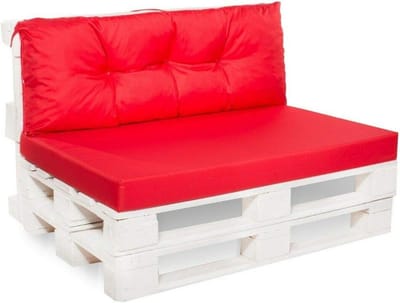 Palletkussens Set - Zitkussens Tuin - Buiten Zitten - Waterbestendig Materiaal - 120x60 + 120x50 cm - Rood