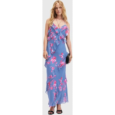 AllSaints Marina Iona Dress Neon Pink Maat: 12 | Maxi Jurken Outlet | Dames | Blauw