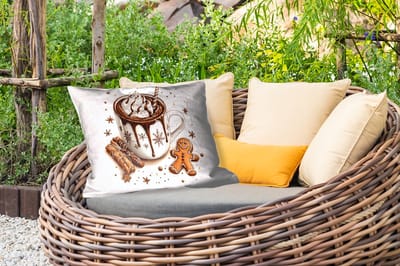 Buitenkussens - Tuin - Chocomel - Decoratie - Koek - Winter - Kerst - 50x30 cm
